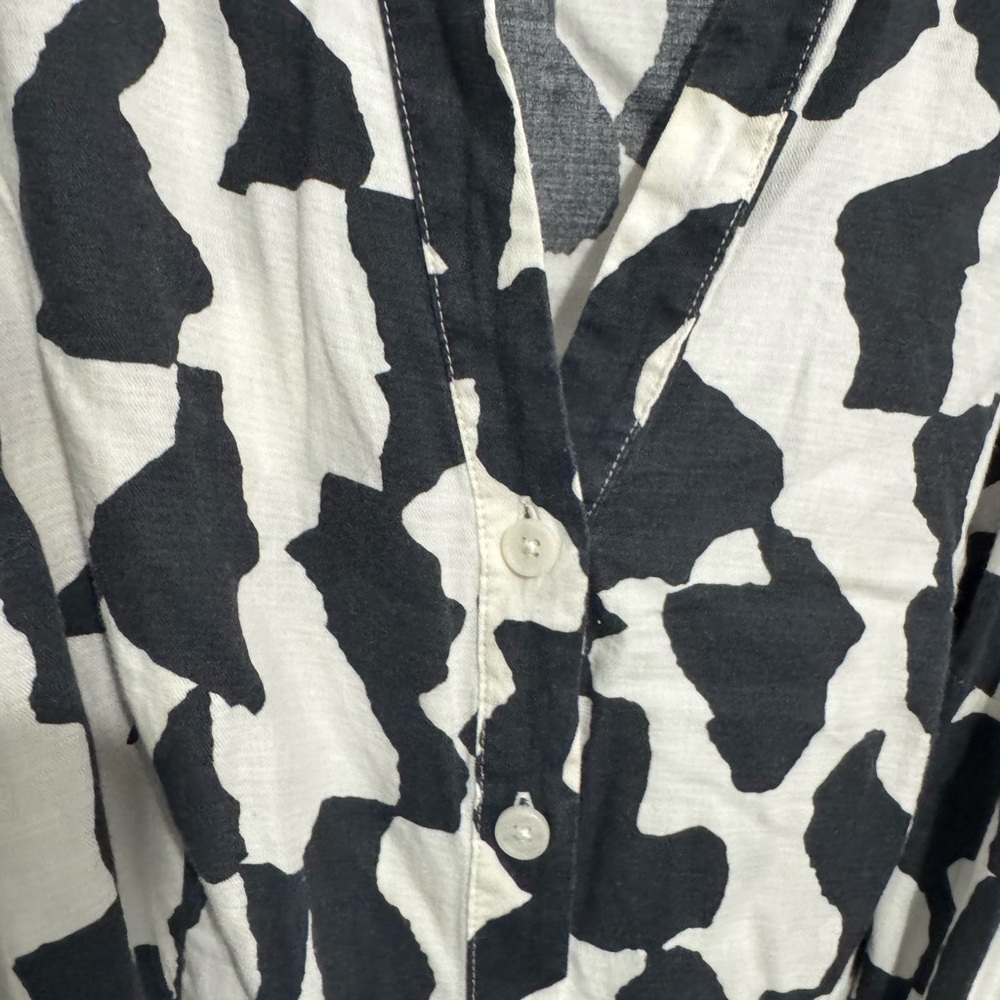ava & viv black & cream longsleeve print buttondown shirtdress 1X - Picture 6 of 8